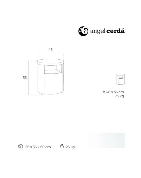 Mesita de noche con cajón blanco - 48x48x55 cm