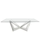 Table de salle à manger avec plateau en verre transparent/argenté - 240x120x75 cm