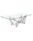 Table de salle à manger avec plateau en verre transparent/argenté - 240x120x75 cm