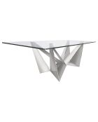 Table de salle à manger avec plateau en verre transparent/argenté - 240x120x75 cm