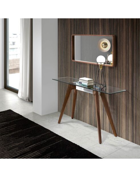 Miroir mural noyer - 100x50x7 cm