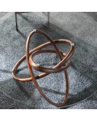 Table de salle à manger ronde plateau en verre noyer/transparent  - 130x130x75 cm