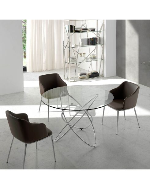 Chaise de table à manger marron/argenté - 51x56x79 cm