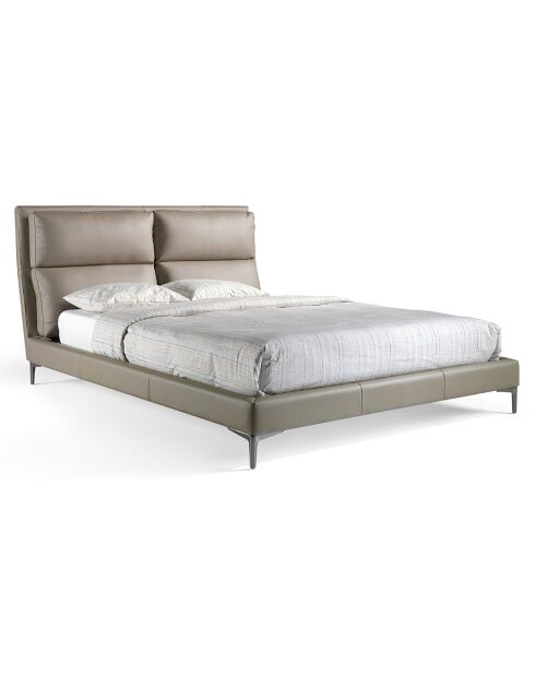 Lit double sommier à lattes beige - 176x240x107 cm