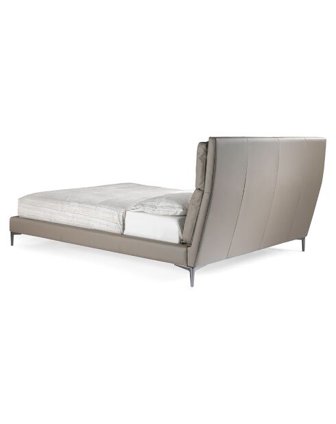 Lit double sommier à lattes beige - 176x240x107 cm