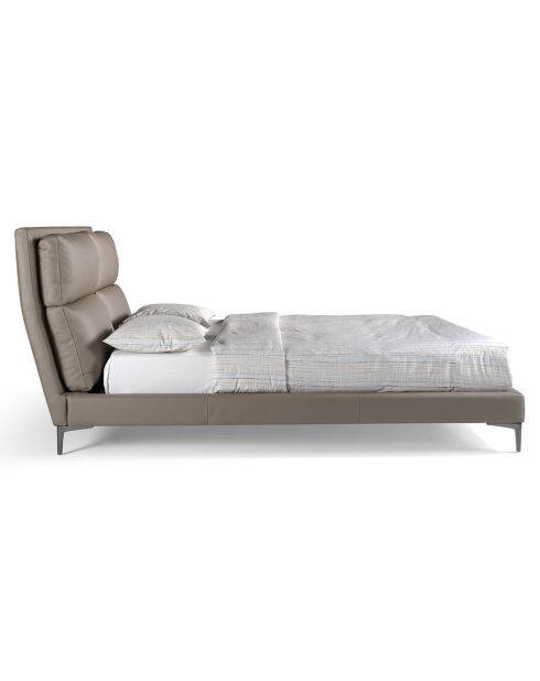 Lit double sommier à lattes beige - 176x240x107 cm