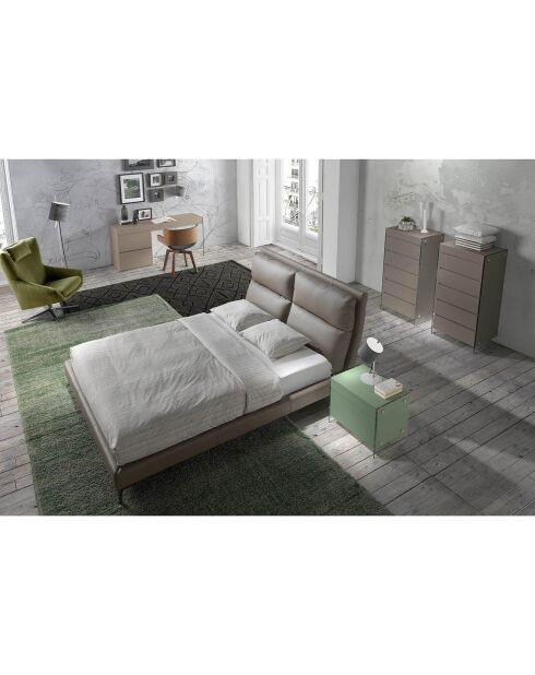 Lit double sommier à lattes beige - 176x240x107 cm