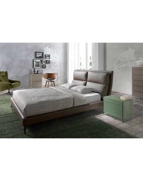 Lit double sommier à lattes beige - 176x240x107 cm