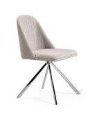 Chaise de table à manger pivotante crème/argenté  - 47x56x82 cm