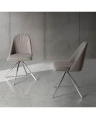Chaise de table à manger pivotante crème/argenté  - 47x56x82 cm