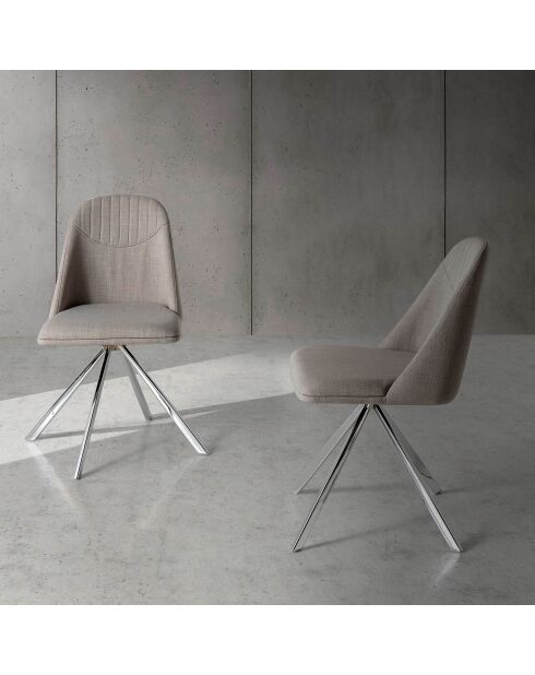 Chaise de table à manger pivotante crème/argenté  - 47x56x82 cm