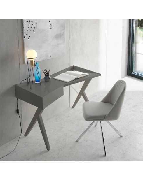Chaise de table à manger pivotante crème/argenté  - 47x56x82 cm