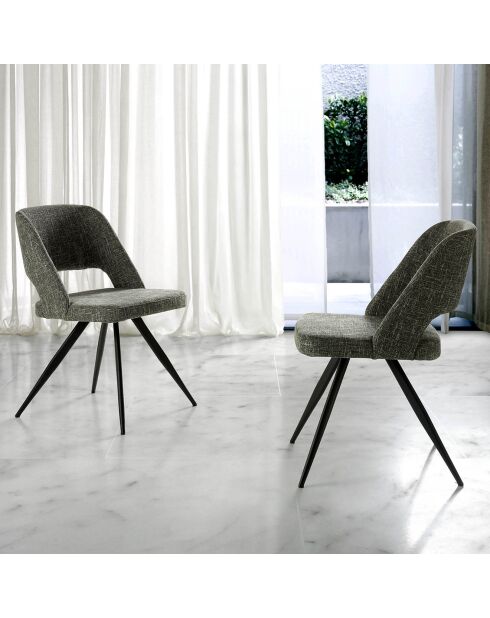 Chaise de table de salle à manger gris/noir  - 53x61x82 cm
