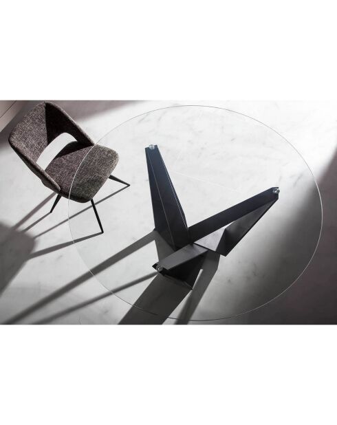 Table de salle à manger avec plateau fixe transparent/noir  - 150x150x75 cm