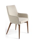 Chaise de table de salle à manger avec accoudoirs beige/frêne - 57x64x88 cm