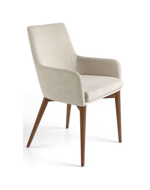 Chaise de table de salle à manger avec accoudoirs beige/frêne - 57x64x88 cm