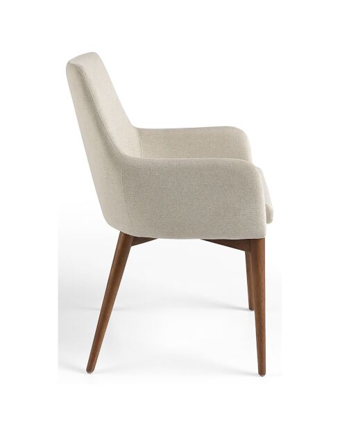 Chaise de table de salle à manger avec accoudoirs beige/frêne - 57x64x88 cm