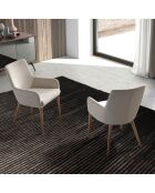 Chaise de table de salle à manger avec accoudoirs beige/frêne - 57x64x88 cm