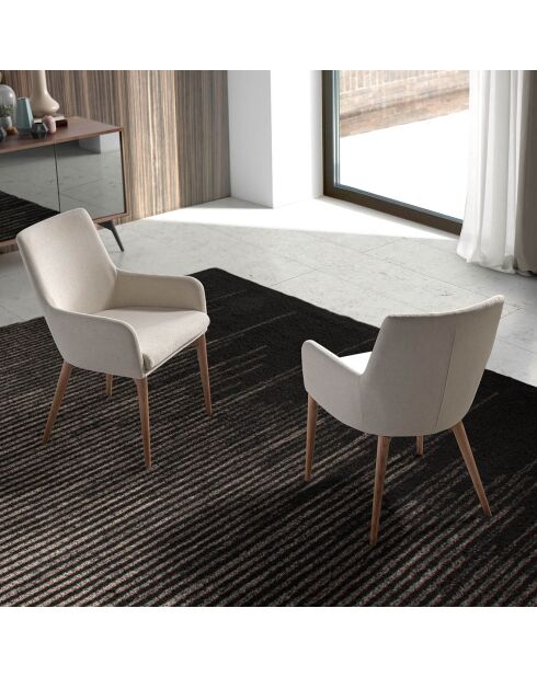 Chaise de table de salle à manger avec accoudoirs beige/frêne - 57x64x88 cm