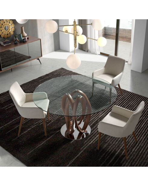 Chaise de table de salle à manger avec accoudoirs beige/frêne - 57x64x88 cm
