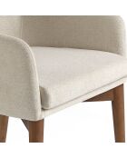 Chaise de table de salle à manger avec accoudoirs beige/frêne - 57x64x88 cm