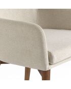 Chaise de table de salle à manger avec accoudoirs beige/frêne - 57x64x88 cm