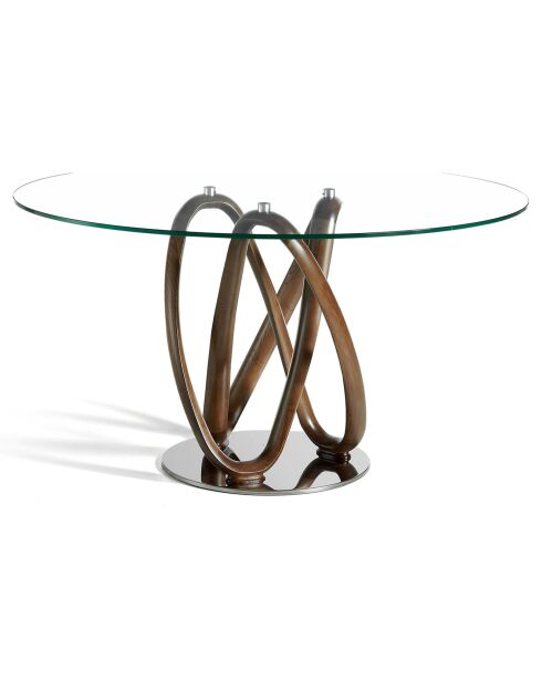 Table de salle à manger ronde avec plateau noyer - 130x130x75 cm