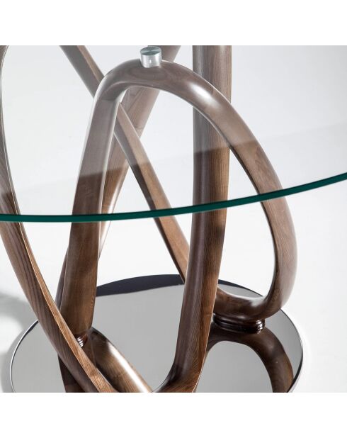 Table de salle à manger ronde avec plateau noyer - 130x130x75 cm