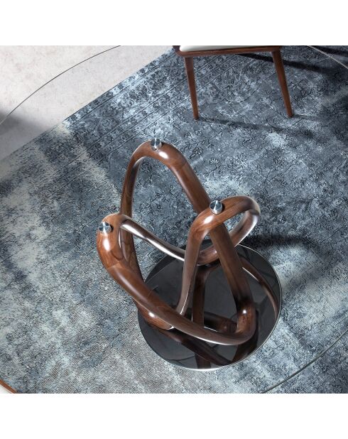 Table de salle à manger ronde avec plateau noyer - 130x130x75 cm