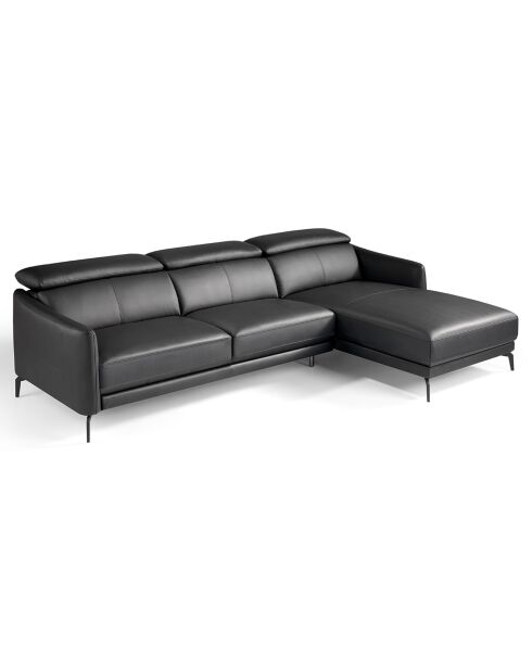 Canapé d'angle droit en Cuir noir - 283x174x75 cm