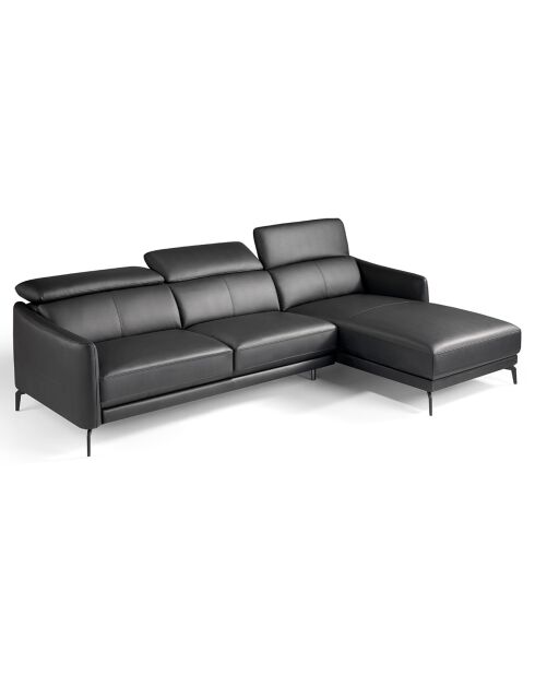 Canapé d'angle droit en Cuir noir - 283x174x75 cm