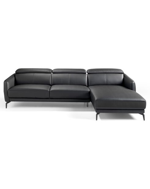 Canapé d'angle droit en Cuir noir - 283x174x75 cm