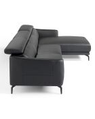 Canapé d'angle droit en Cuir noir - 283x174x75 cm