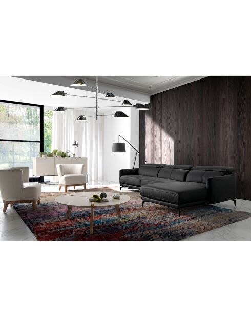 Canapé d'angle droit en Cuir noir - 283x174x75 cm