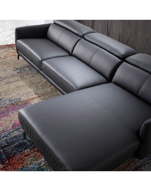 Canapé d'angle droit en Cuir noir - 283x174x75 cm