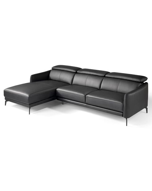 Canapé d'angle gauche en Cuir noir - 283x174x75 cm