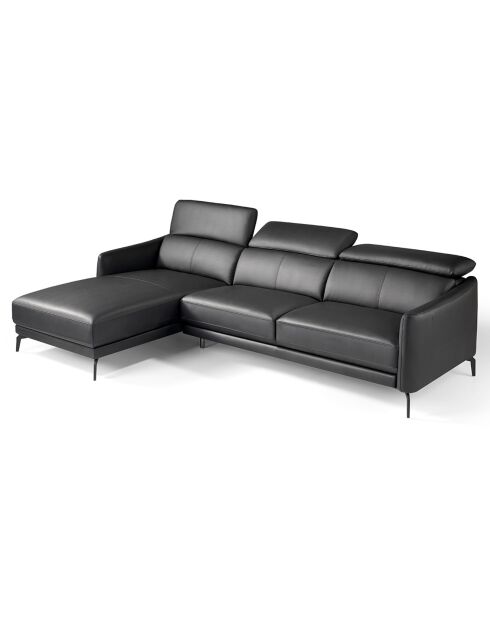 Canapé d'angle gauche en Cuir noir - 283x174x75 cm