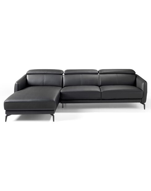 Canapé d'angle gauche en Cuir noir - 283x174x75 cm