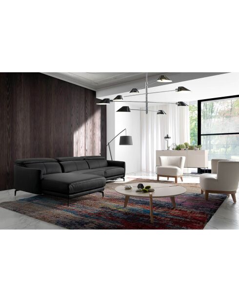 Canapé d'angle gauche en Cuir noir - 283x174x75 cm