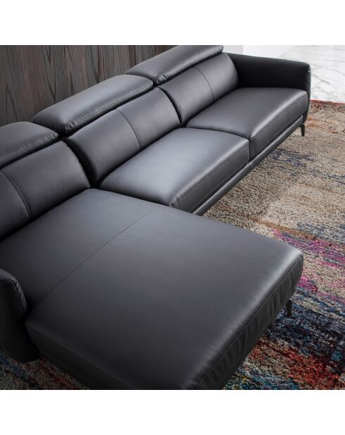 Canapé d'angle gauche en Cuir noir - 283x174x75 cm