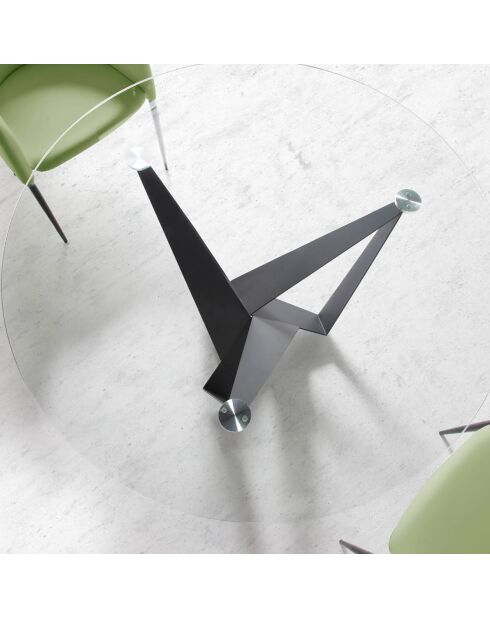 Table de salle à manger avec plateau fixe transparent/noir  - 150x150x75 cm