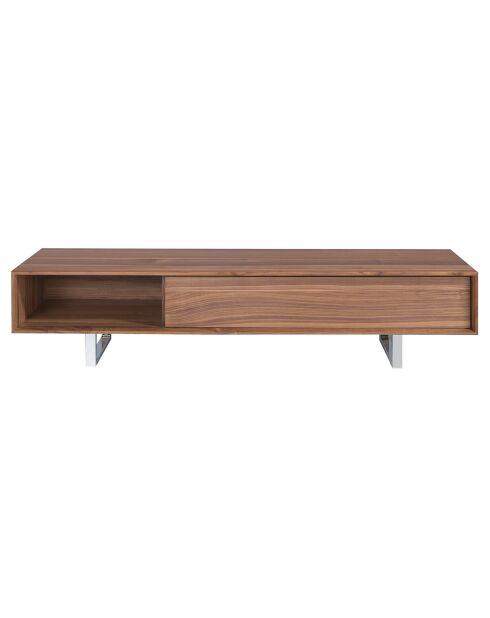 Meuble TV avec double tiroir. noyer/argenté - 180x44x39 cm