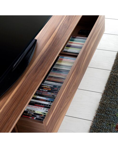 Meuble TV avec double tiroir. noyer/argenté - 180x44x39 cm