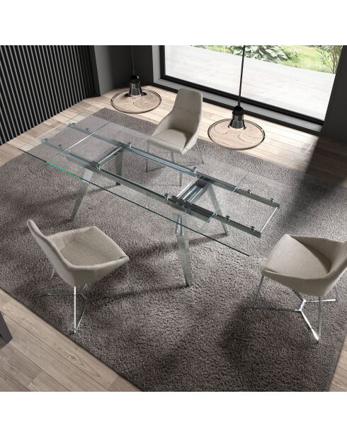 Chaise de table de salle à manger beige/argenté - 50x61x91 cm