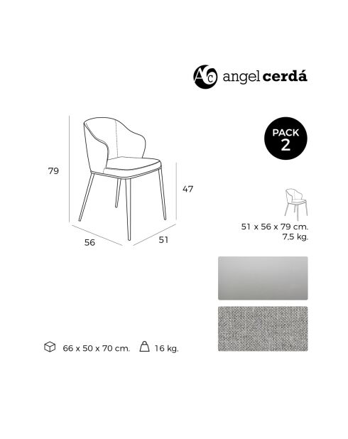Chaise de table de salle à manger gris/argenté - 51x56x79 cm