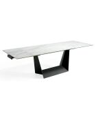Table de salle à manger rectangulaire à rallonge avec plateau blanc/gris/noir  - 180x90x75 cm