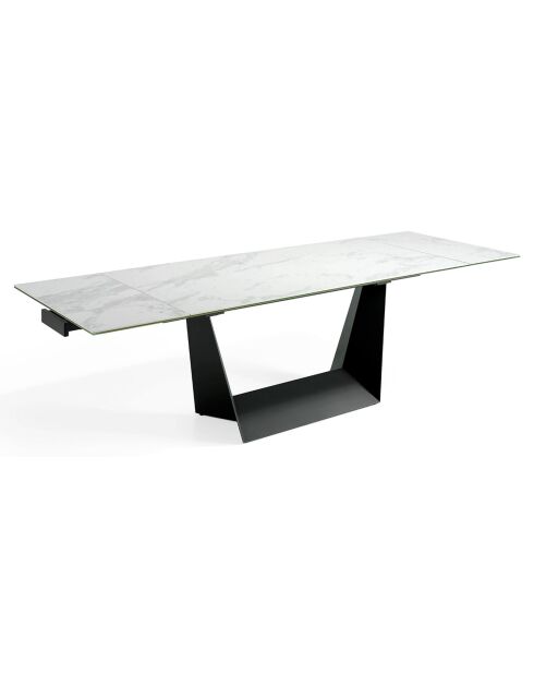 Table de salle à manger rectangulaire à rallonge avec plateau blanc/gris/noir  - 180x90x75 cm