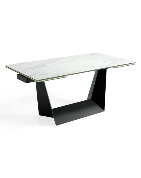 Table de salle à manger rectangulaire à rallonge avec plateau blanc/gris/noir  - 180x90x75 cm