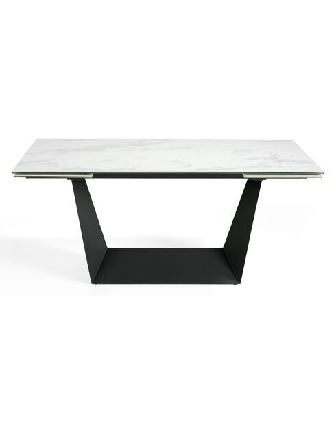 Table de salle à manger rectangulaire à rallonge avec plateau blanc/gris/noir  - 180x90x75 cm