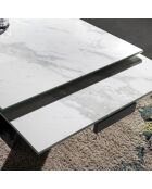 Table de salle à manger rectangulaire à rallonge avec plateau blanc/gris/noir  - 180x90x75 cm